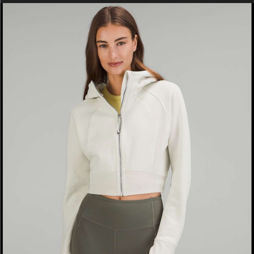 Lululemon Scuba Full Zip-Up Cropped Hoodie in Bone Size 6 GUC